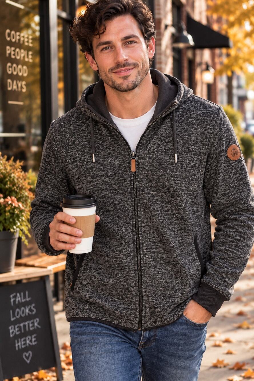 Quiksilver Men’s Heather Gray Fleece Full Zip Hoodie Sweater Large